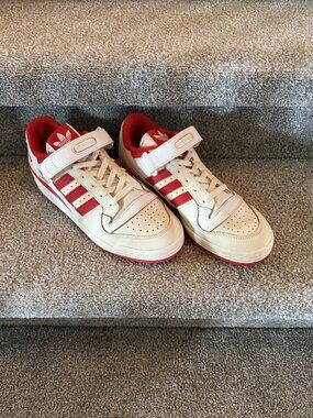 Women's Adidas Forum Low 84 Red/White/Cream Sneakers 10 1/2